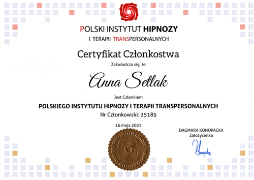 Certyfikat Praktyka Hipnozy